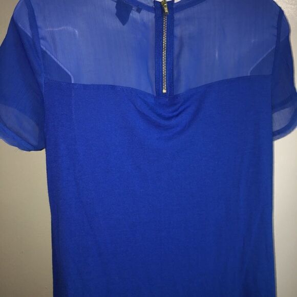 H&M Blue Tee with Sheer Panel & Zipper Detail-M - Picture 4 of 6